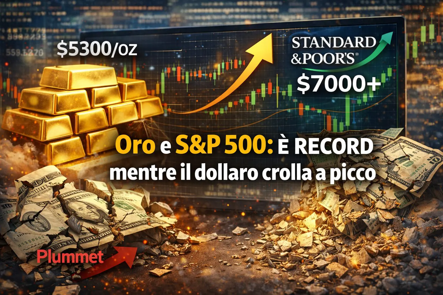 Oro e S&P 500: È RECORD mentre il dollaro crolla a picco
