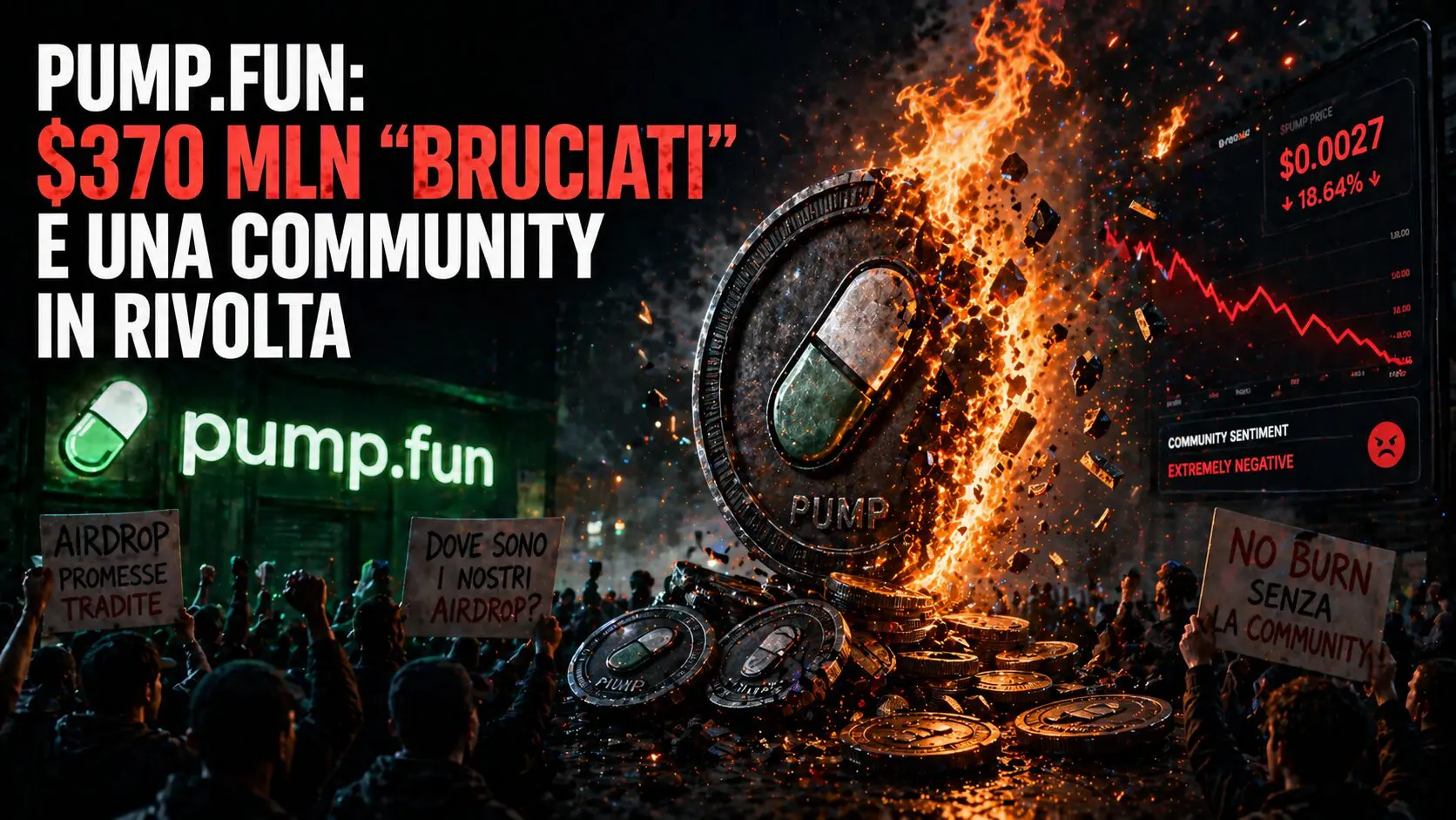 Pump.fun: $370 mln “bruciati” e una community in rivolta