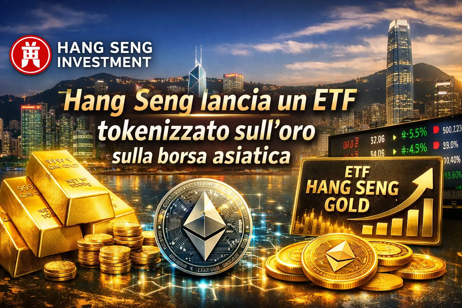 Hang Seng lancia un ETF tokenizzato sull'oro sulla borsa asiatica