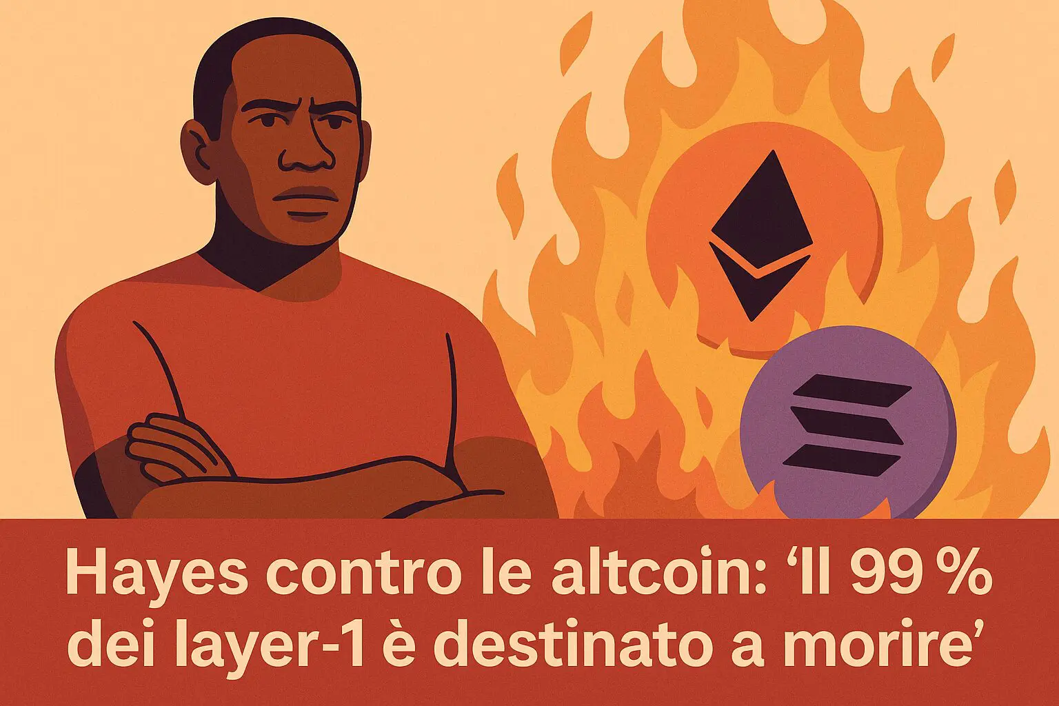 Hayes contro le altcoin: “Il 99% dei layer-1 è destinato a morire”