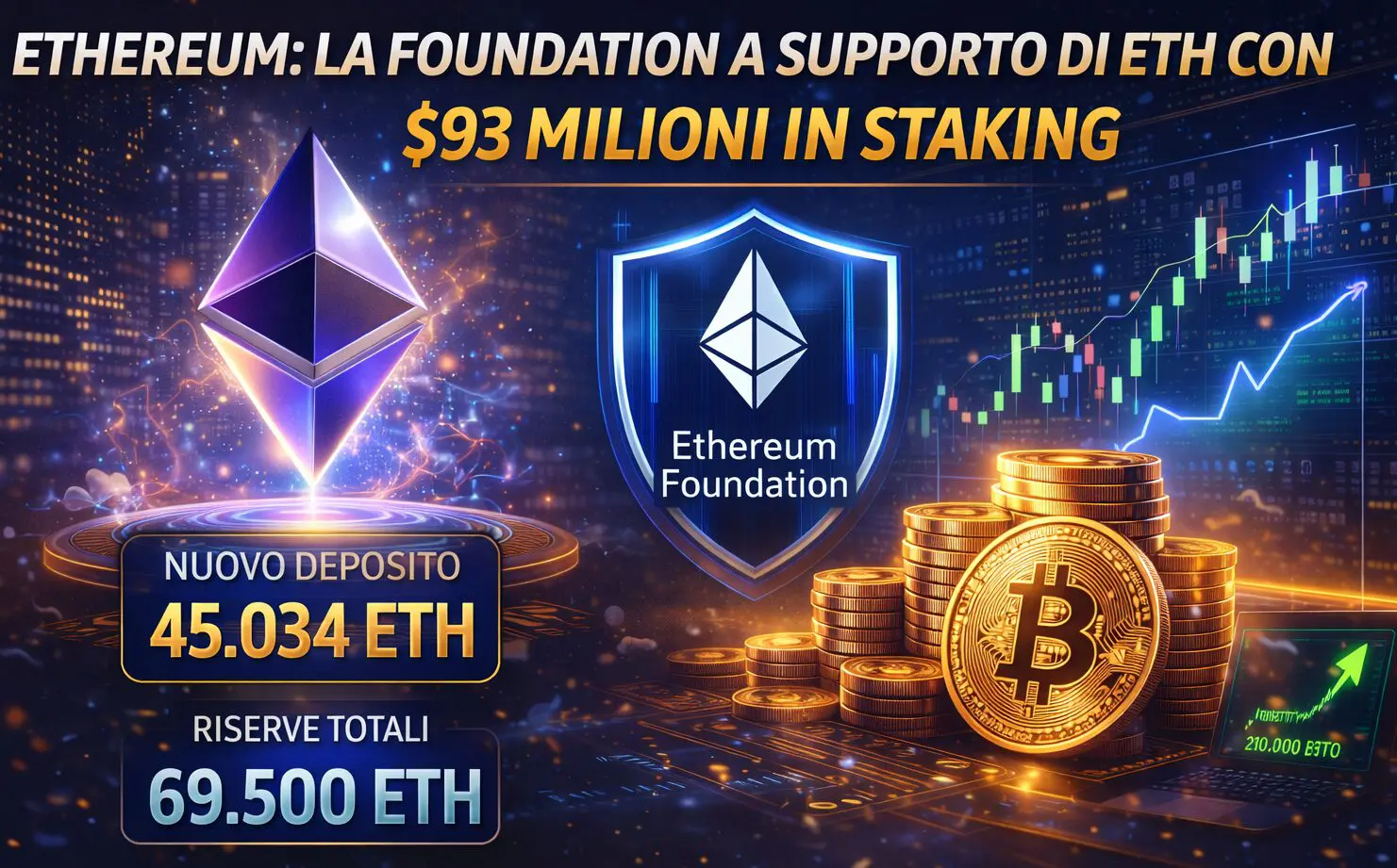 Ethereum: la Foundation a supporto di ETH con $93 milioni in staking
