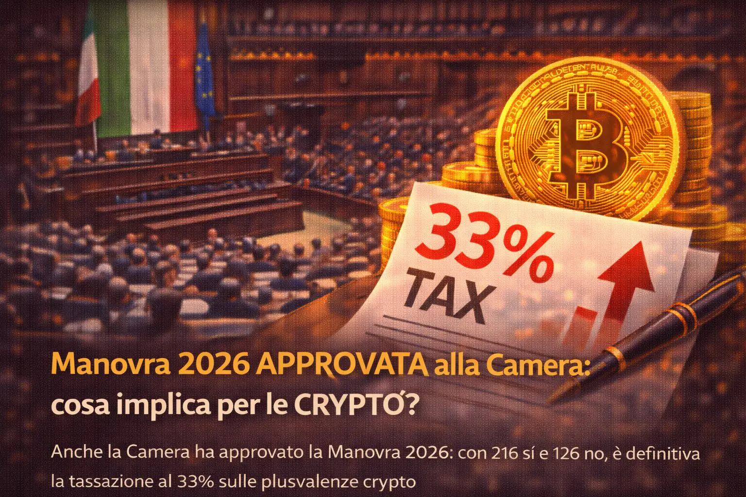 Manovra 2026 APPROVATA alla Camera: cosa implica per le CRYPTO?