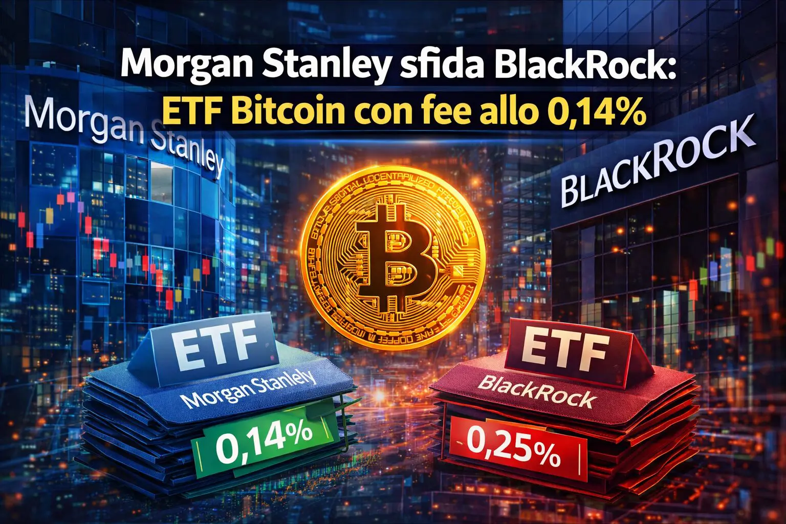 Morgan Stanley sfida BlackRock: ETF Bitcoin con fee allo 0,14%