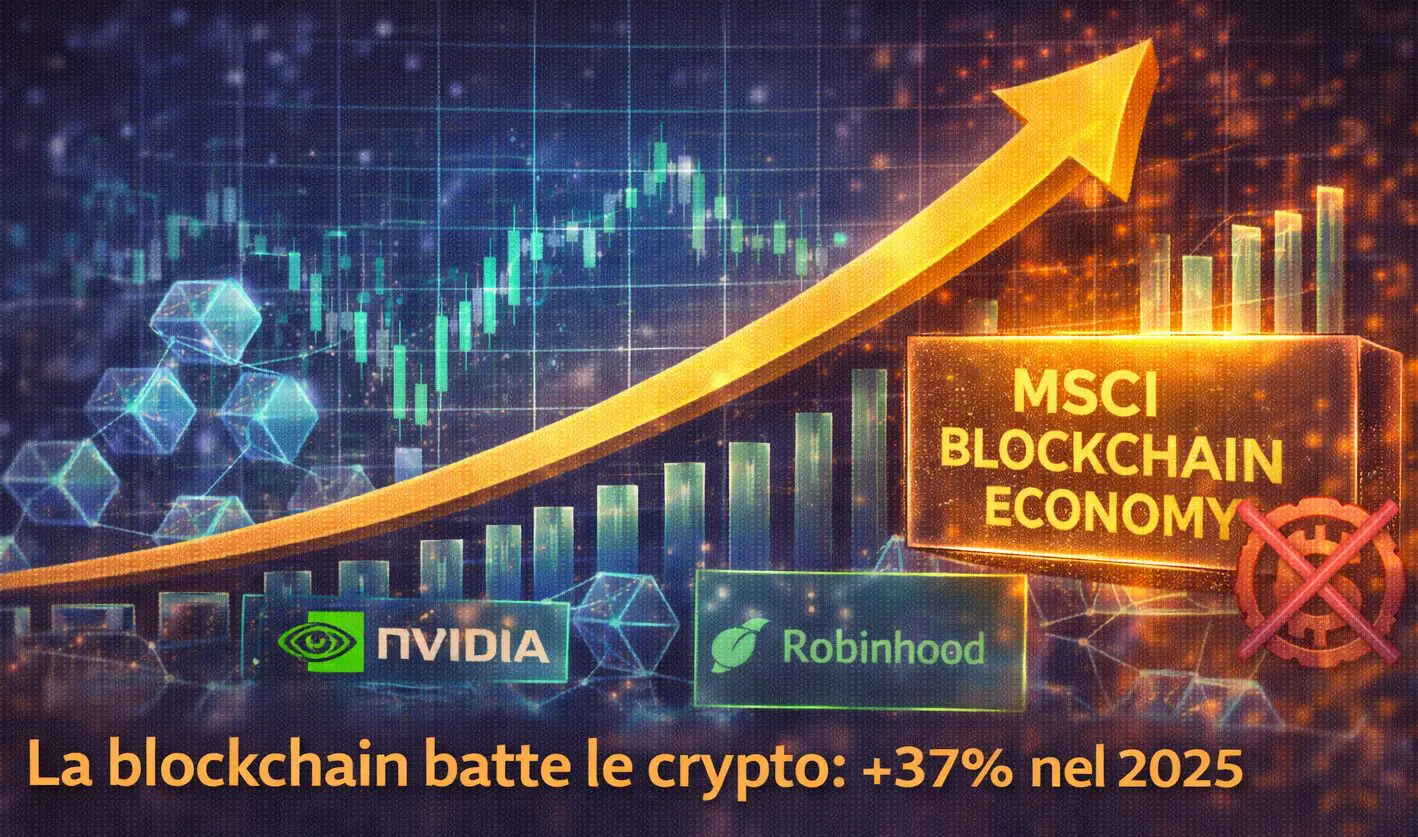 La blockchain batte le crypto: +37% nel 2025