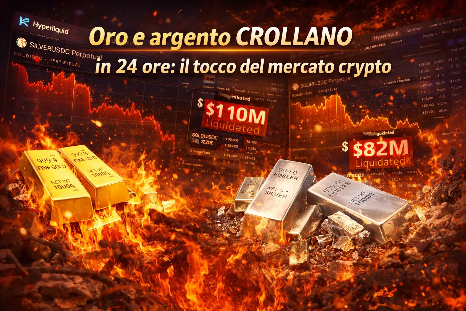 Oro e argento CROLLANO in 24 ore: il tocco del mercato crypto