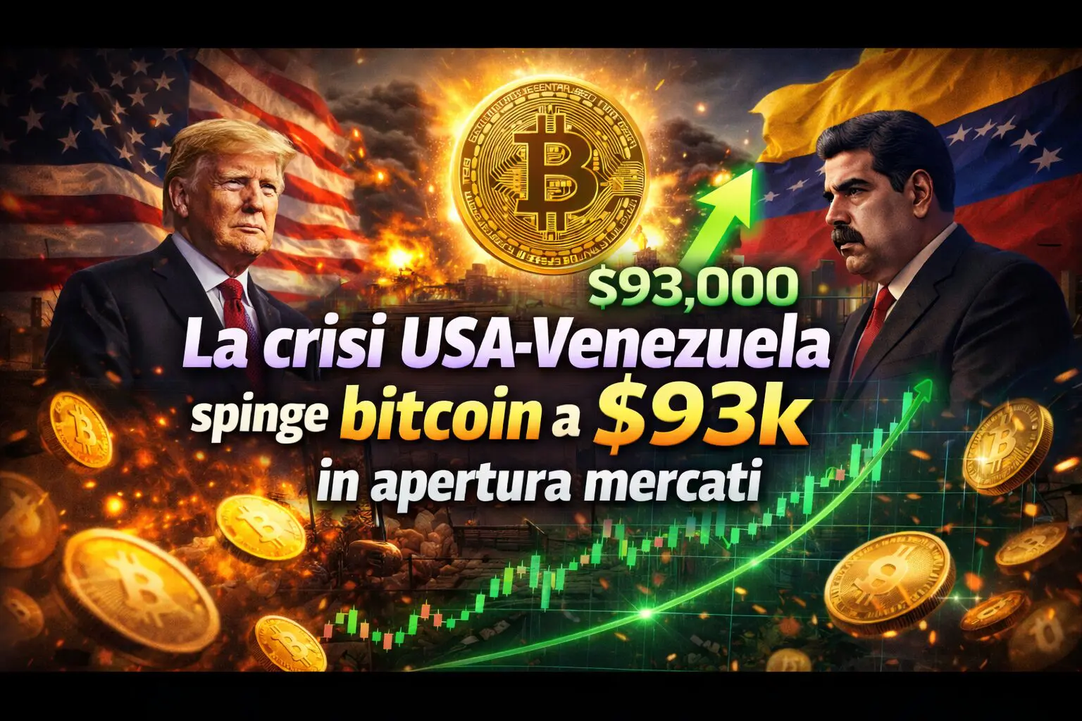 La crisi USA-Venezuela spinge bitcoin a $93k in apertura mercati