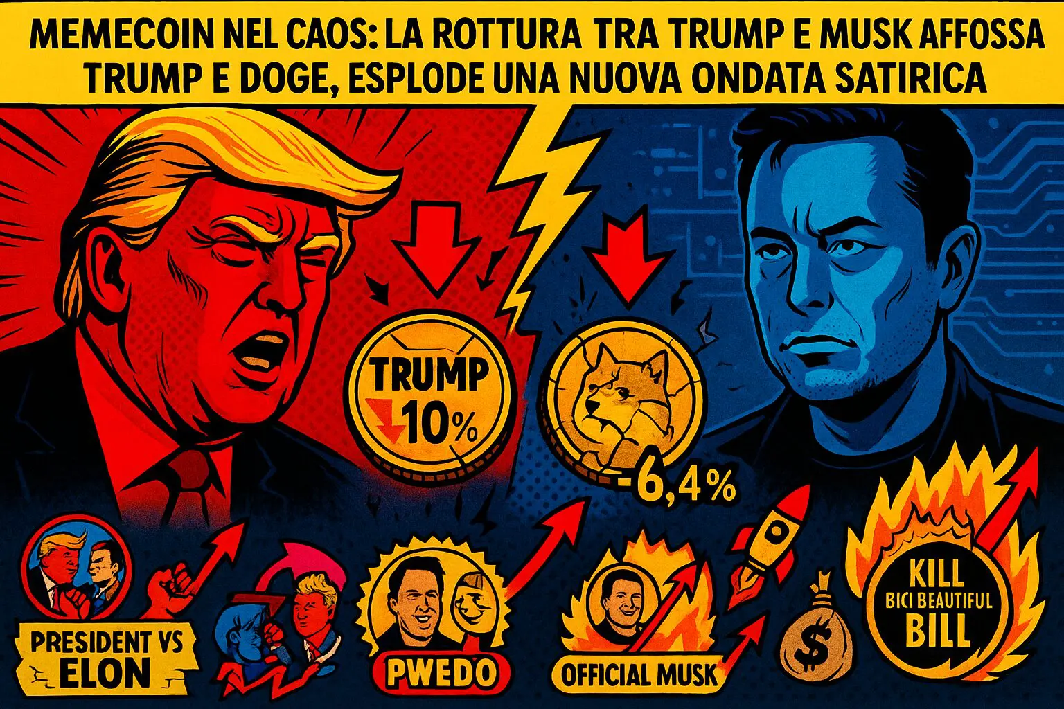 Trump e Musk: il crollo delle memecoin è bipartisan