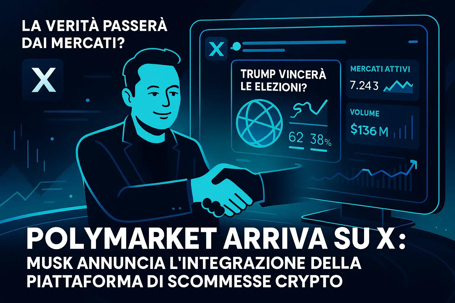 Polymarket SBARCA su X? L’annuncio di Musk