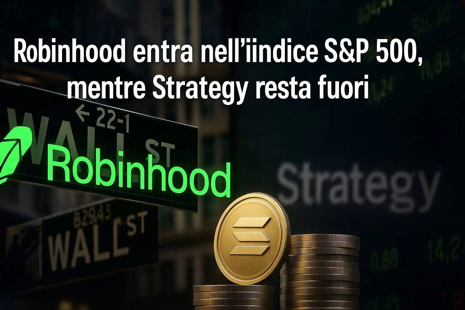 Robinhood entra nell’indice S&P 500, mentre Strategy resta fuori