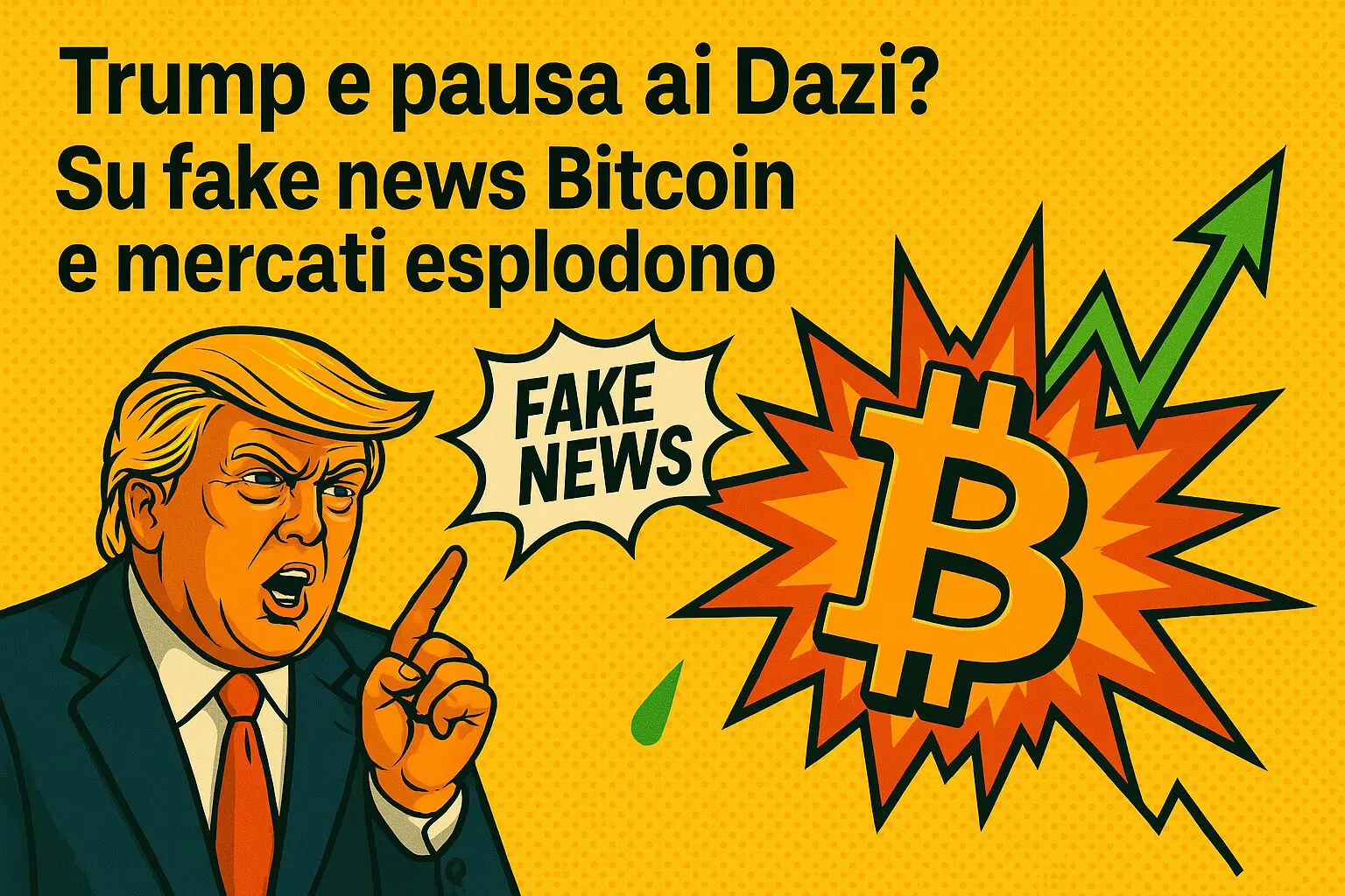 Trump e pausa ai Dazi? Su fake news Bitcoin e mercati esplodono