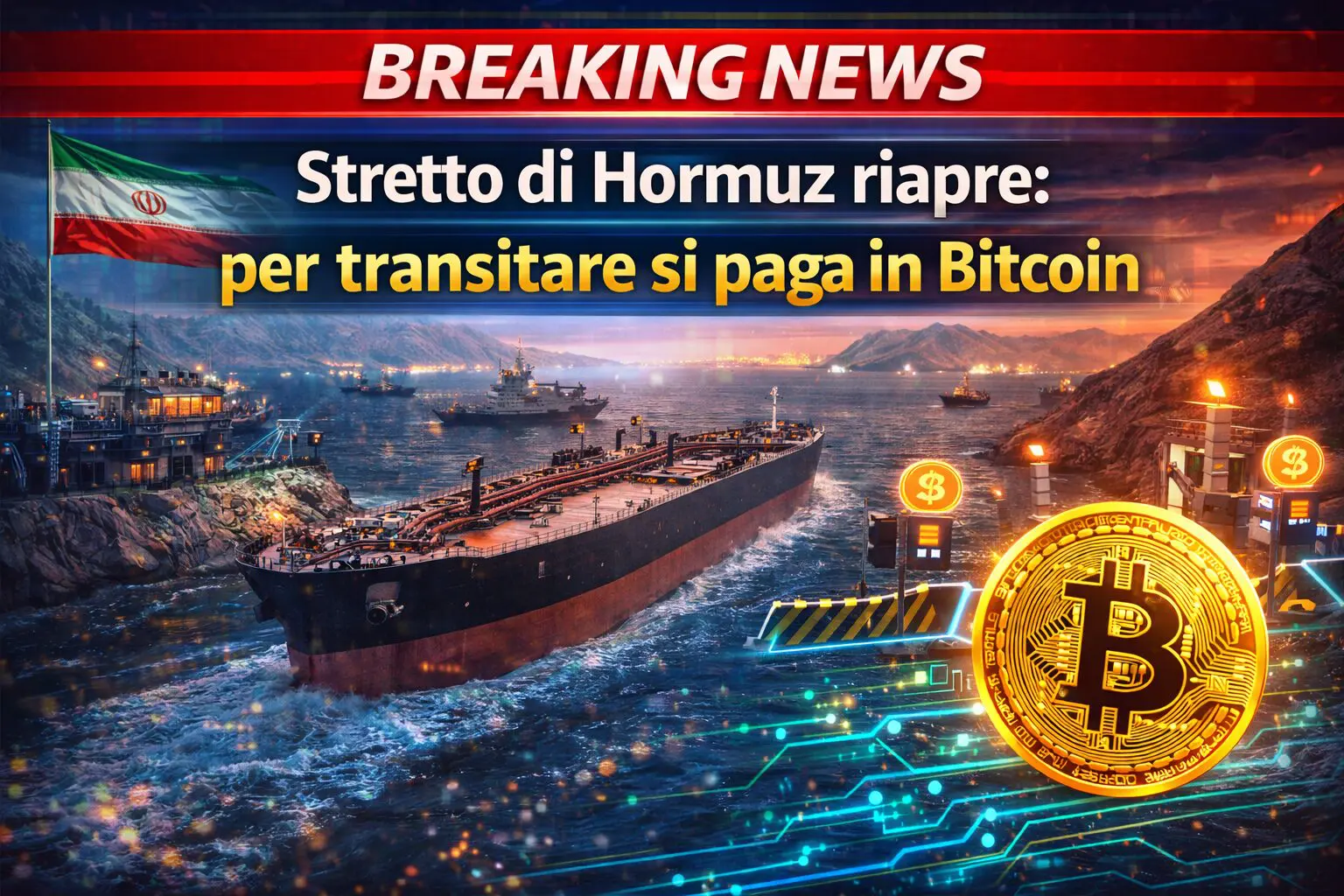 Stretto di Hormuz riapre: per transitare si paga in Bitcoin