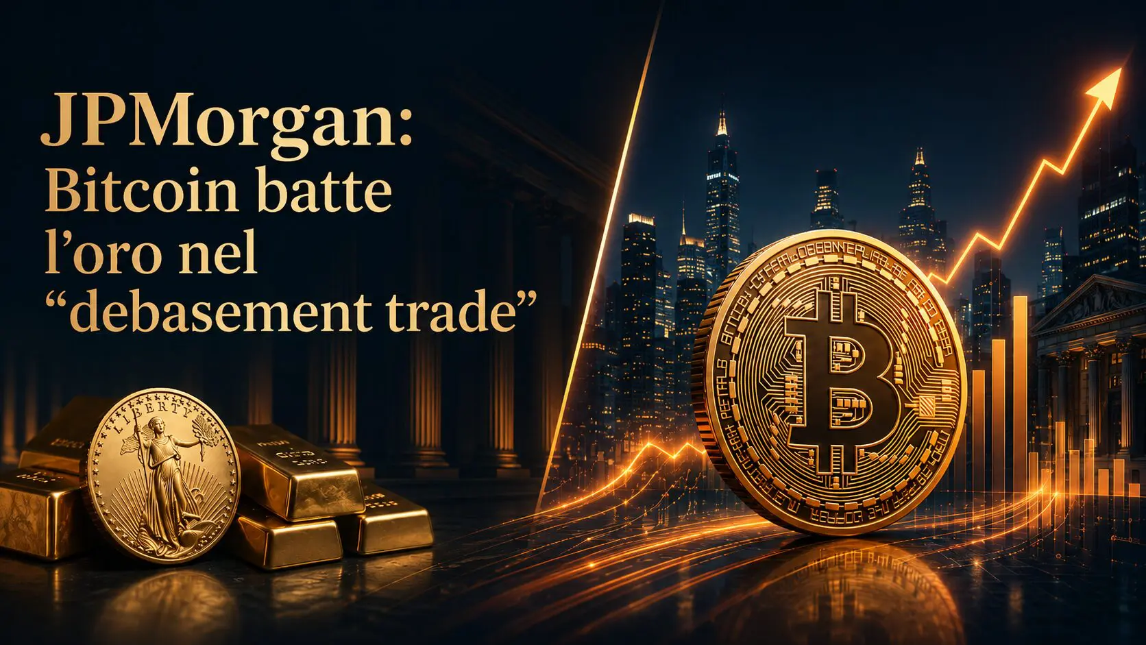JPMorgan: Bitcoin batte l’oro nel “debasement trade”