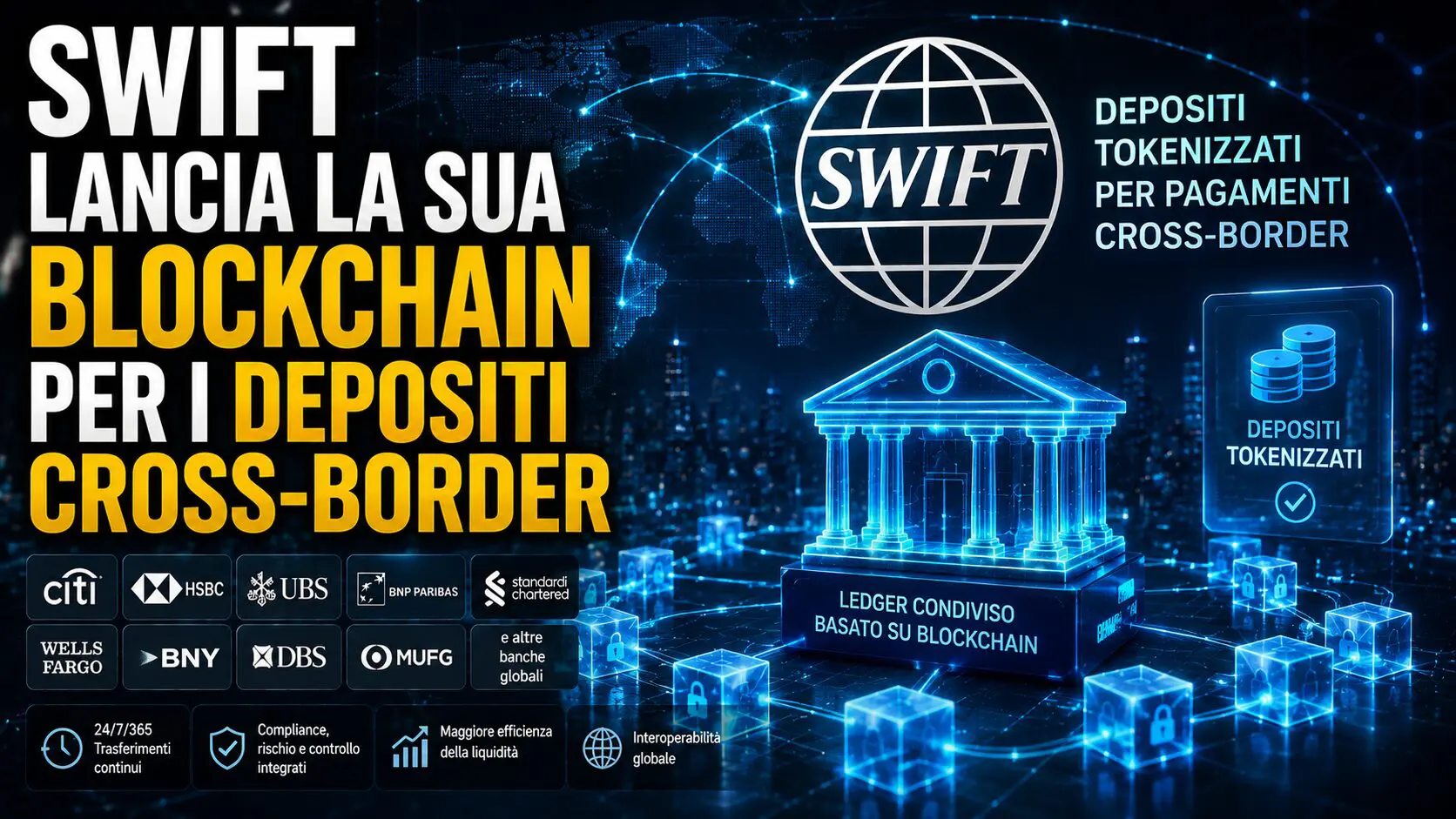 Swift lancia la sua blockchain per i depositi cross-border