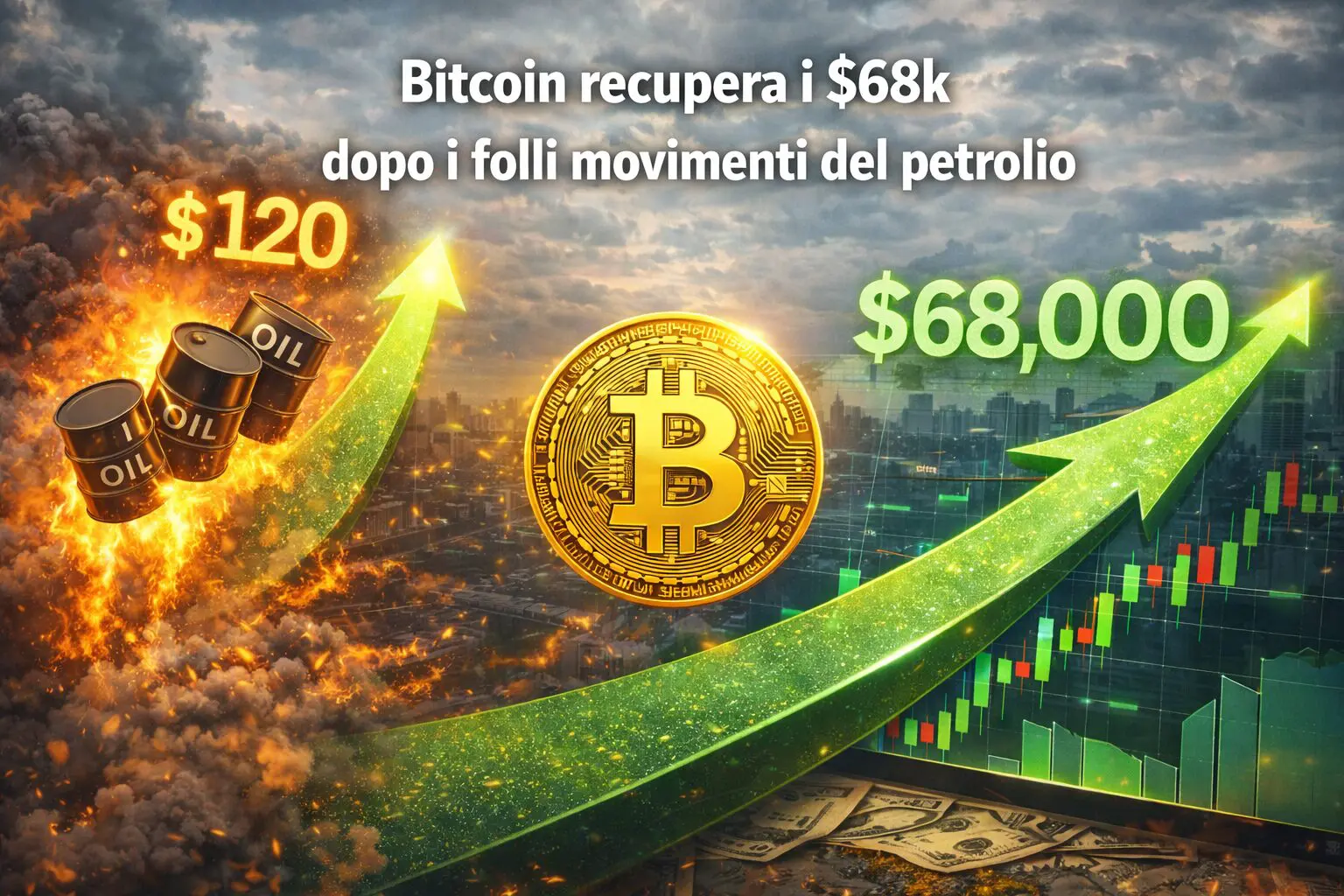 Bitcoin recupera i $68k dopo i folli movimenti del petrolio
