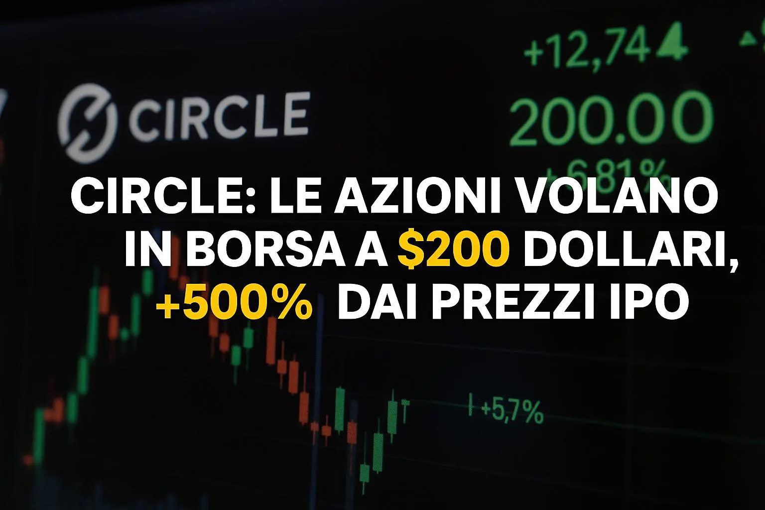 Circle: Le azioni volano in borsa a $200 dollari, +500% dai prezzi IPO