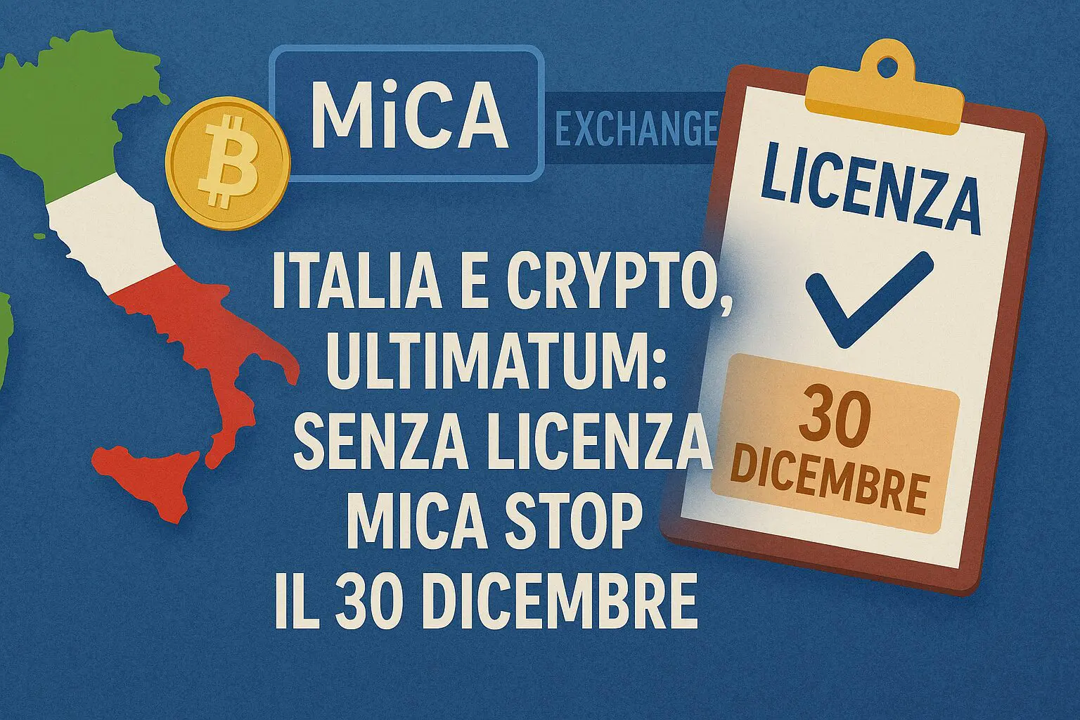 Italia e crypto, ultimatum: senza licenza mica stop il 30 dicembre