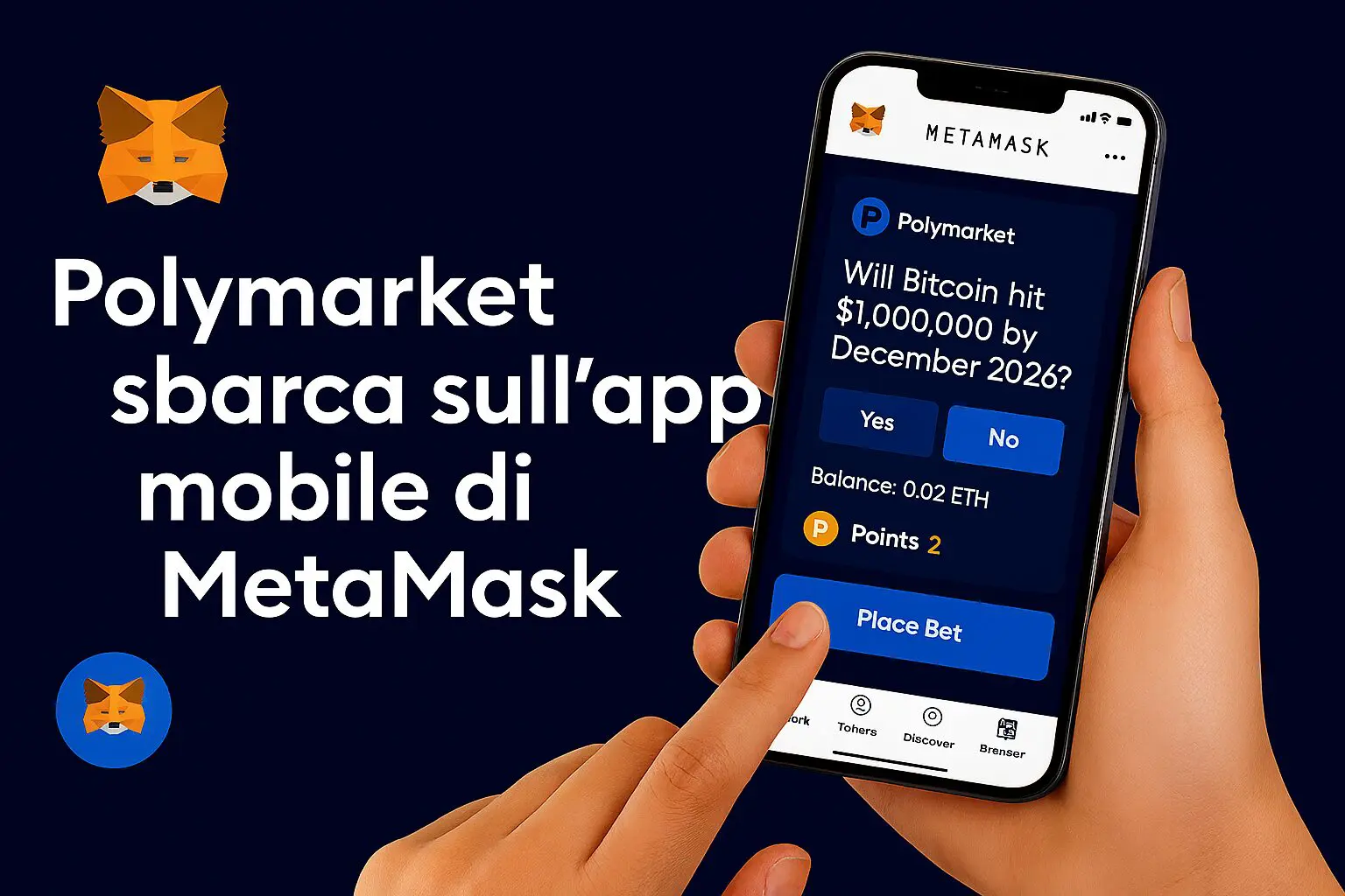 Polymarket sbarca sull'app mobile di Metamask