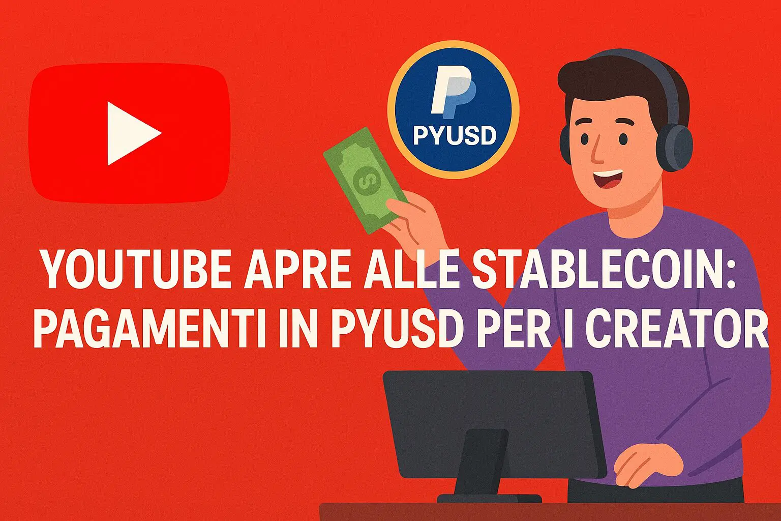 Youtube apre alle stablecoin: pagamenti in PYUSD per i creator