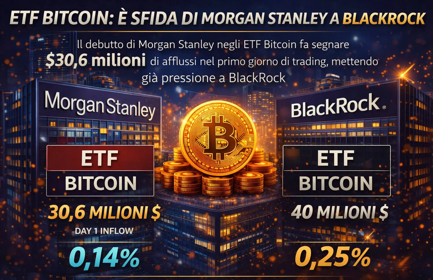 ETF Bitcoin: è sfida di Morgan Stanley a BlackRock