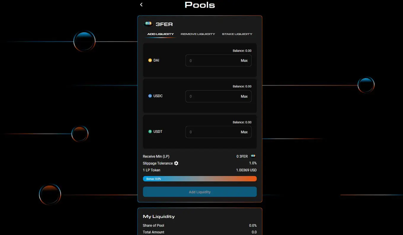 Pool di liquidità cronos chain Ferro