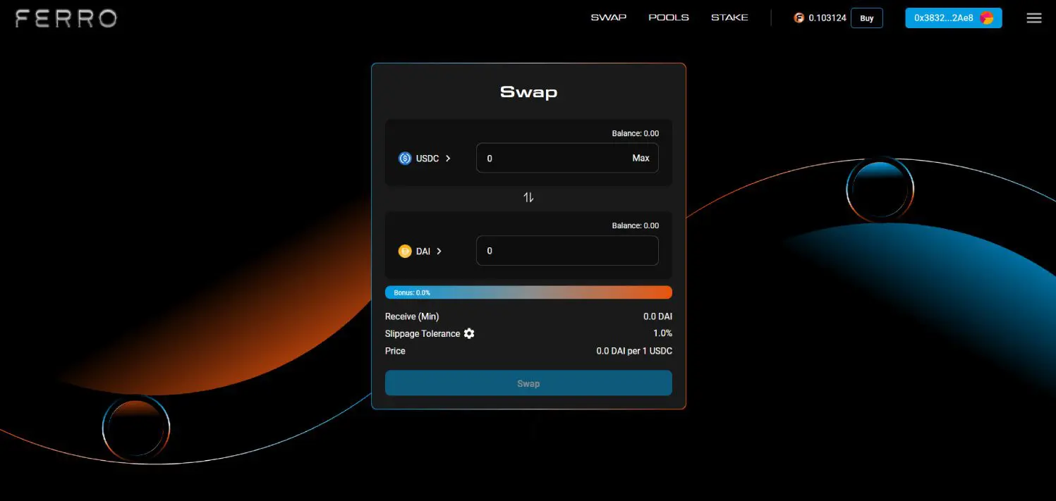 Swap di stablecoin su Ferro Cronos Chain