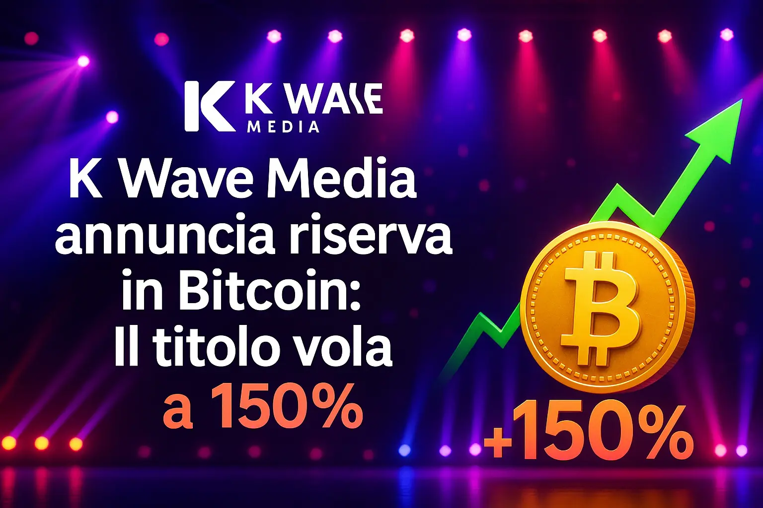 K Wave Media annuncia riserva in Bitcoin: Il titolo vola a +150% 