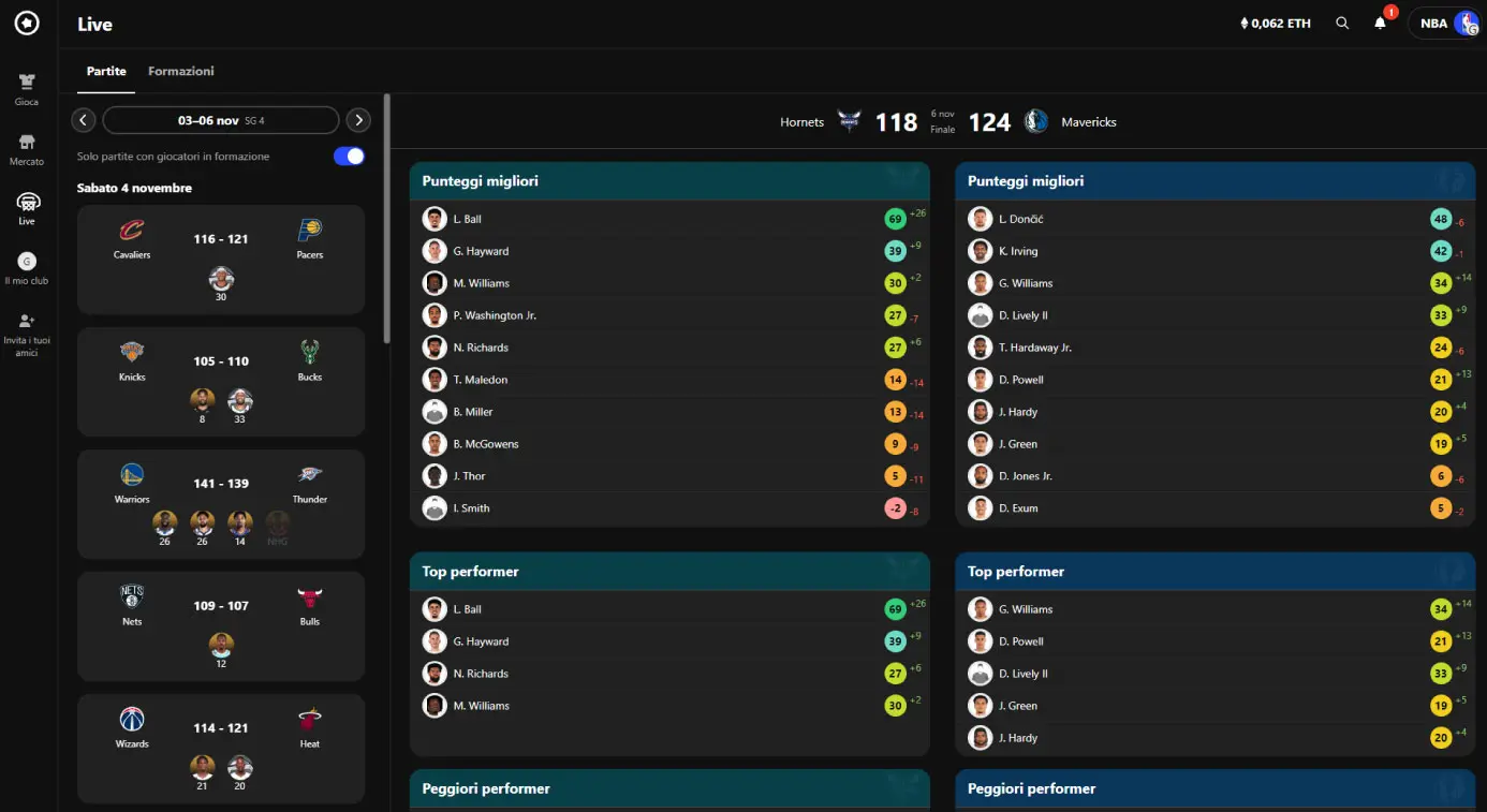 Live Sorare partite