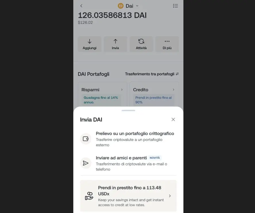 Prelievo di criptovalute su Nexo