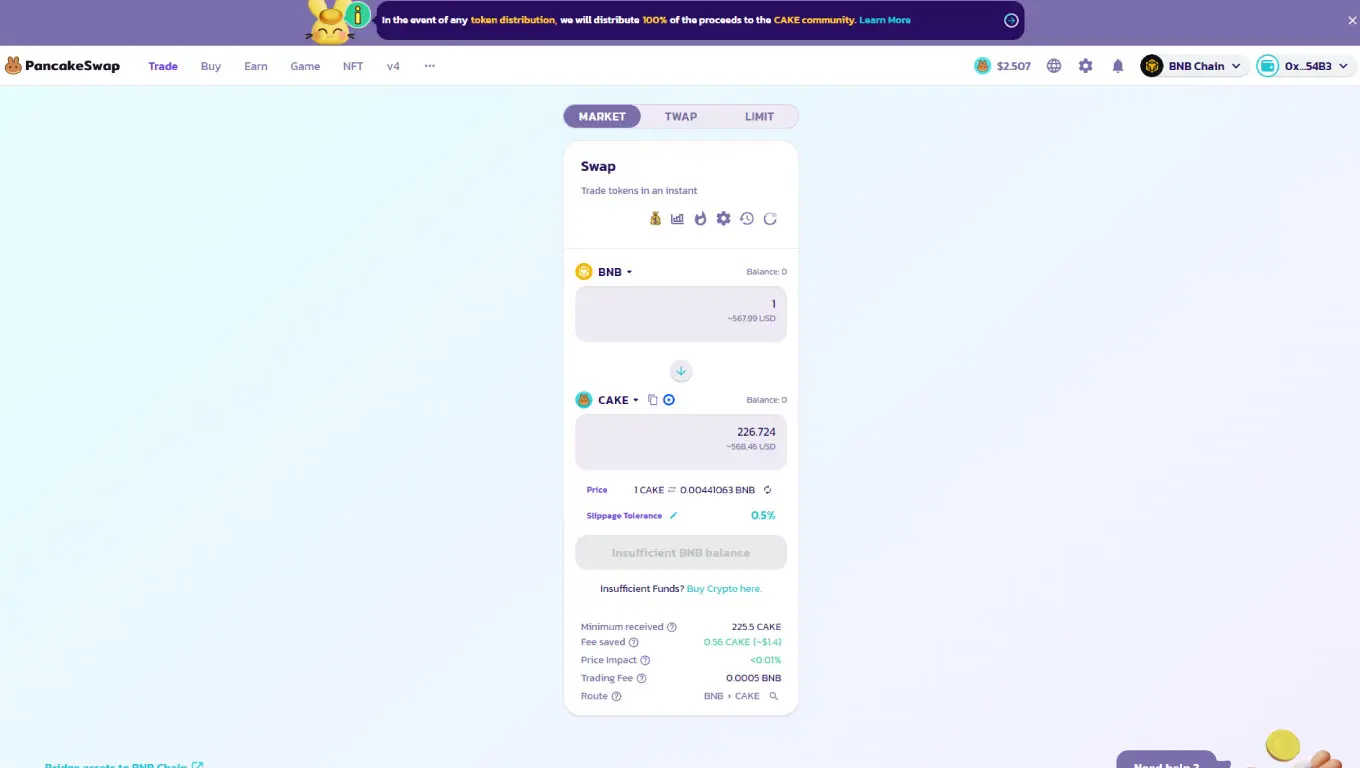 PancakeSwap scambio