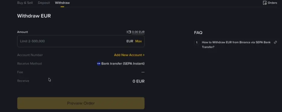 Prelievo euro Binance 2