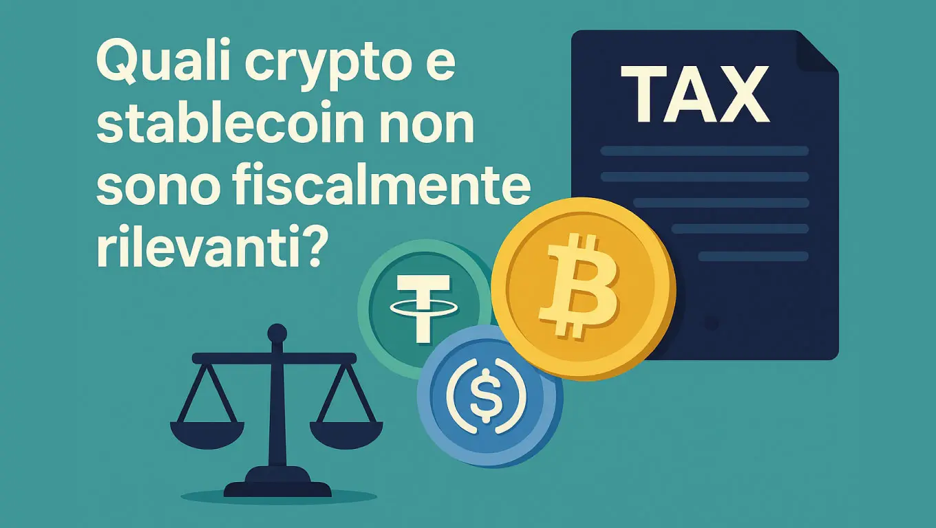 Quali crypto e stablecoin non sono fiscalmente rilevanti?