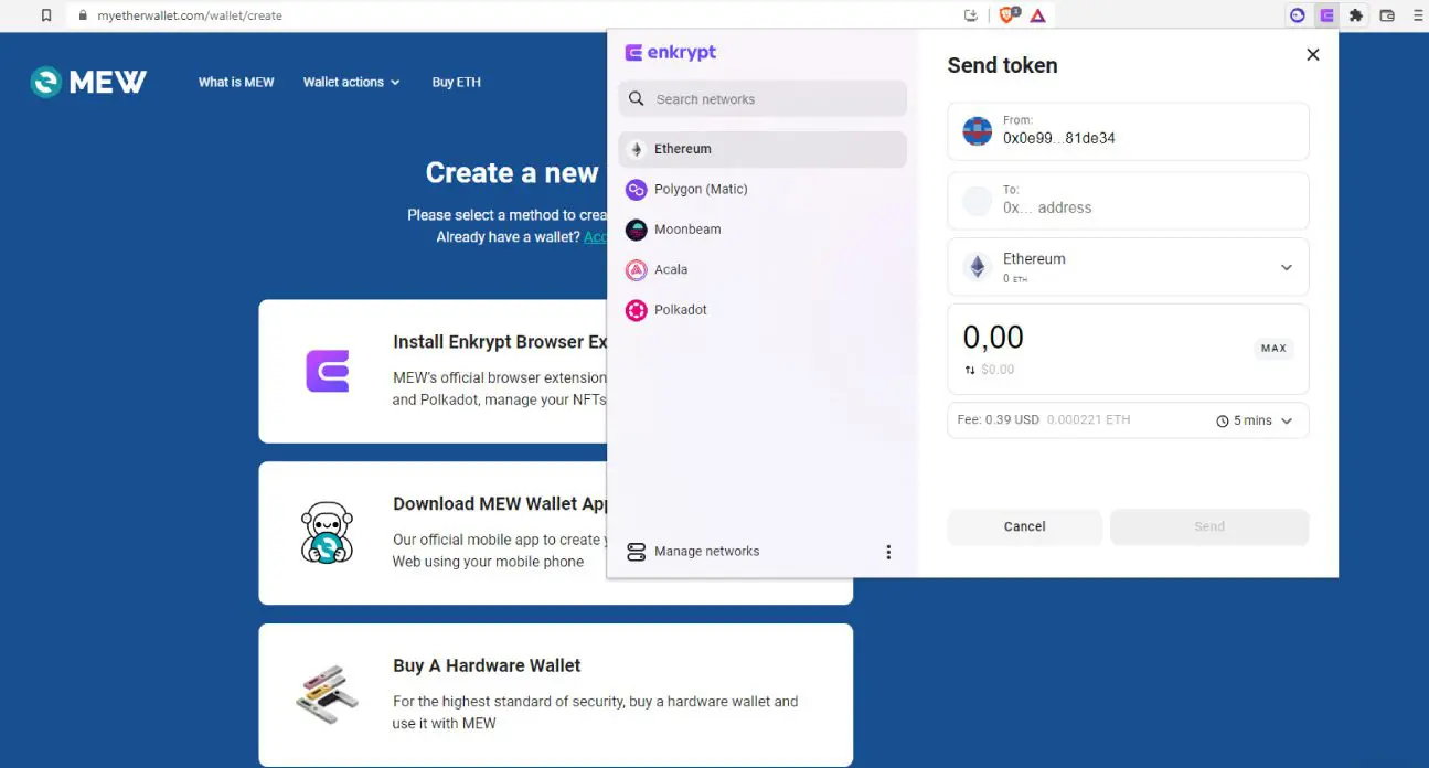 Inviare criptovalute wallet MEW