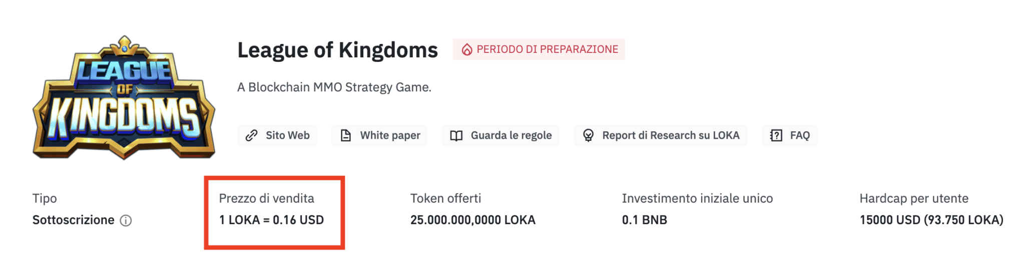 prezzo di vendita launchpad