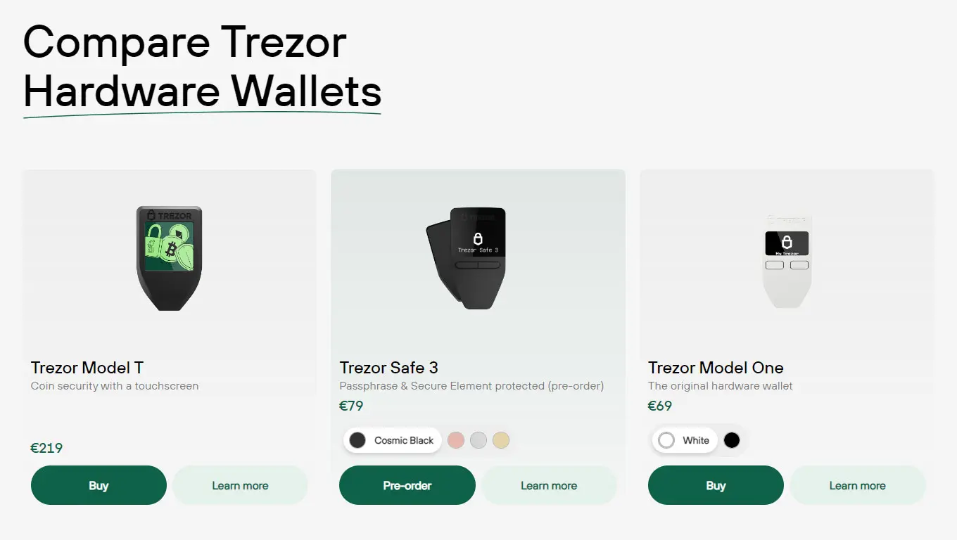 Trezor wallet hardware