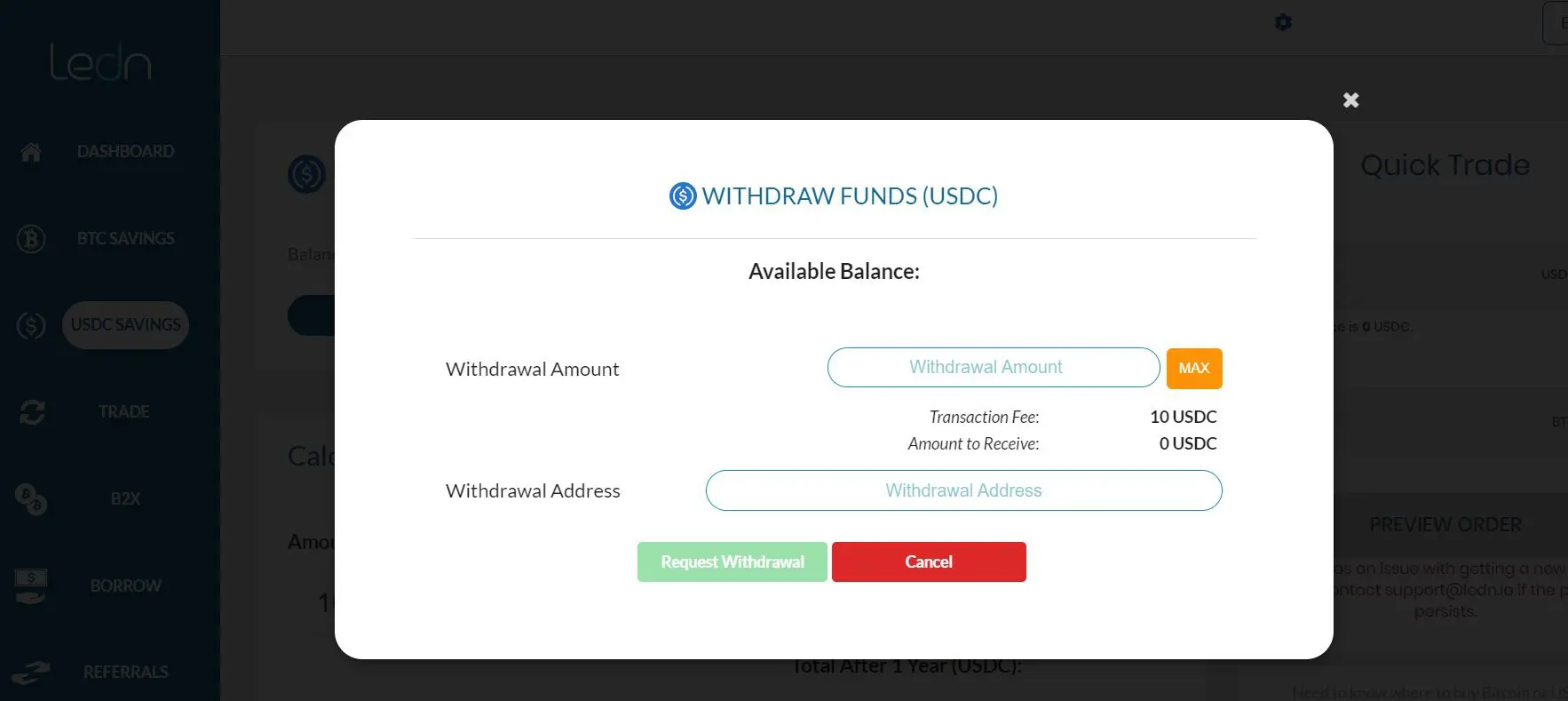 Come fare il Withdraw su LEDN