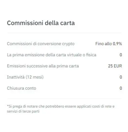Quanto costa la card Binance?