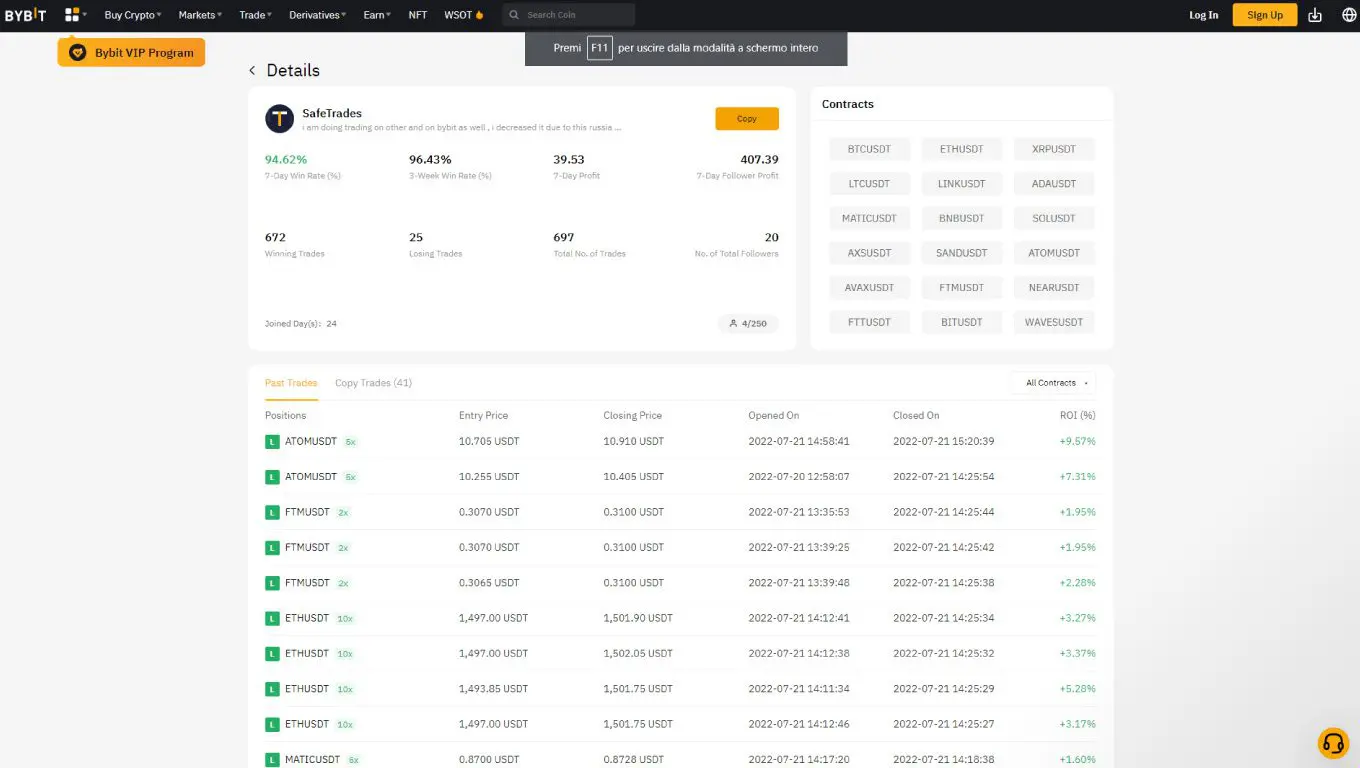 Copy trading Bybit