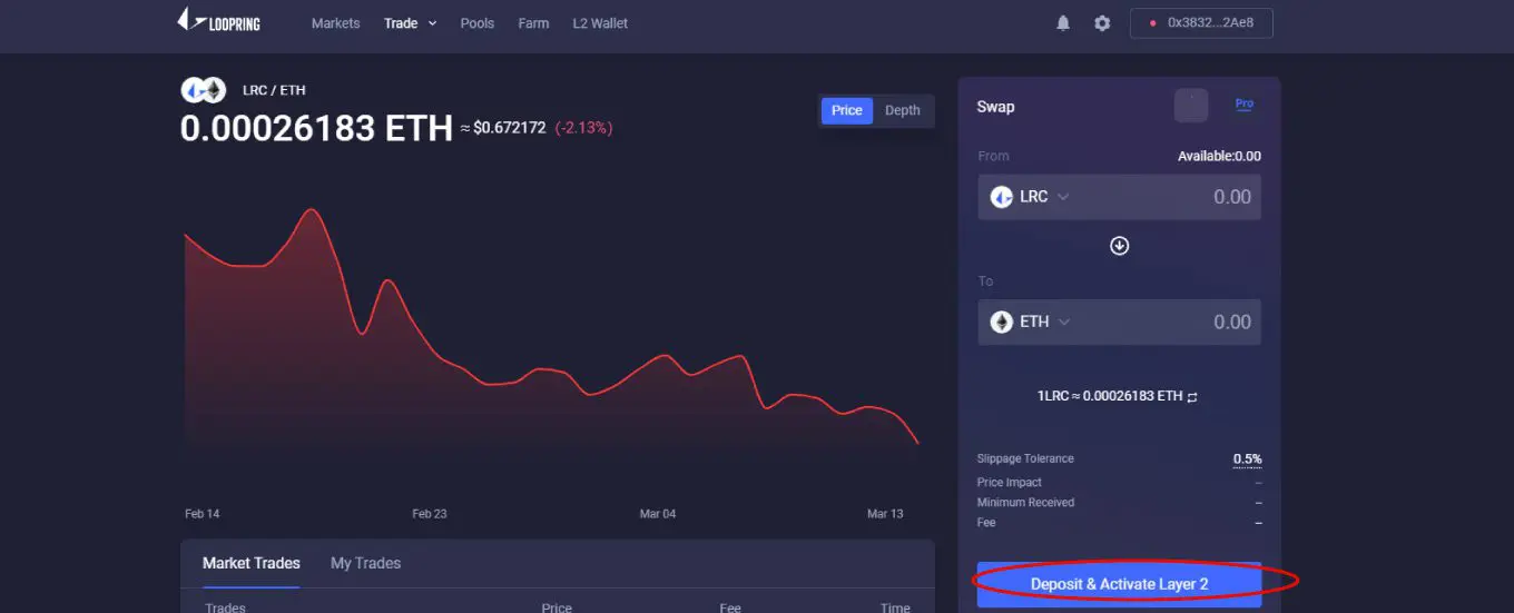 depositare fondi su Loopring