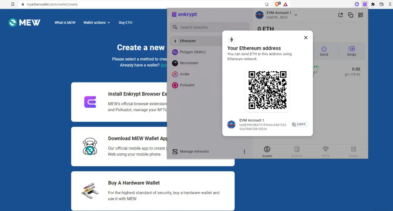 Depositare criptovalute wallet crypto MEW