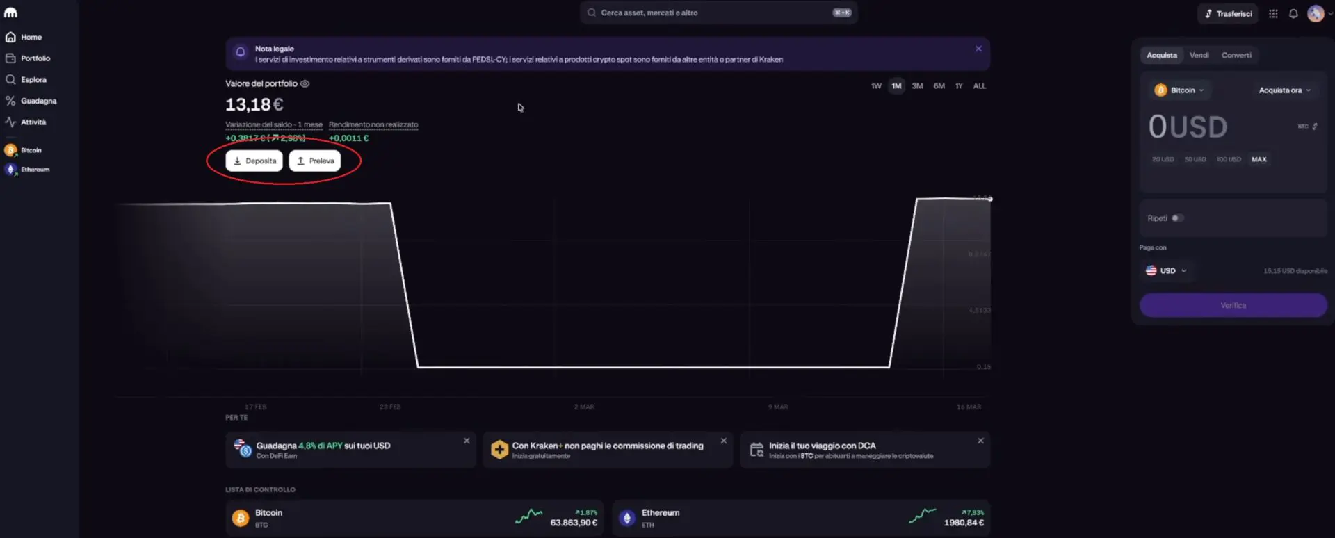 deposito prelievo Kraken