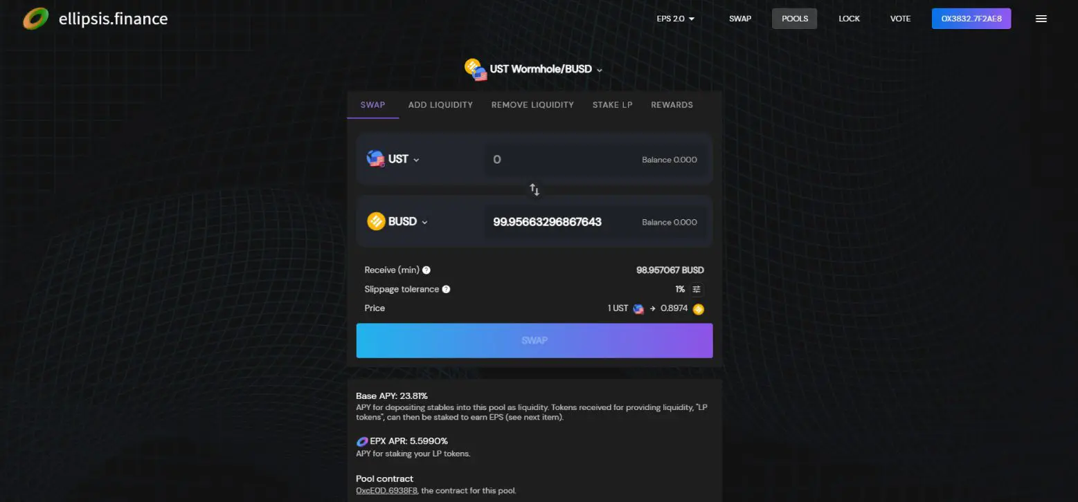 Pool di liquidità Ellipsis Finance