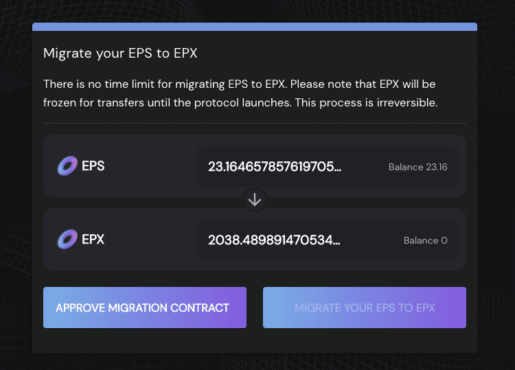 Migrazione da token EPS a EPX di Ellipsis Finance