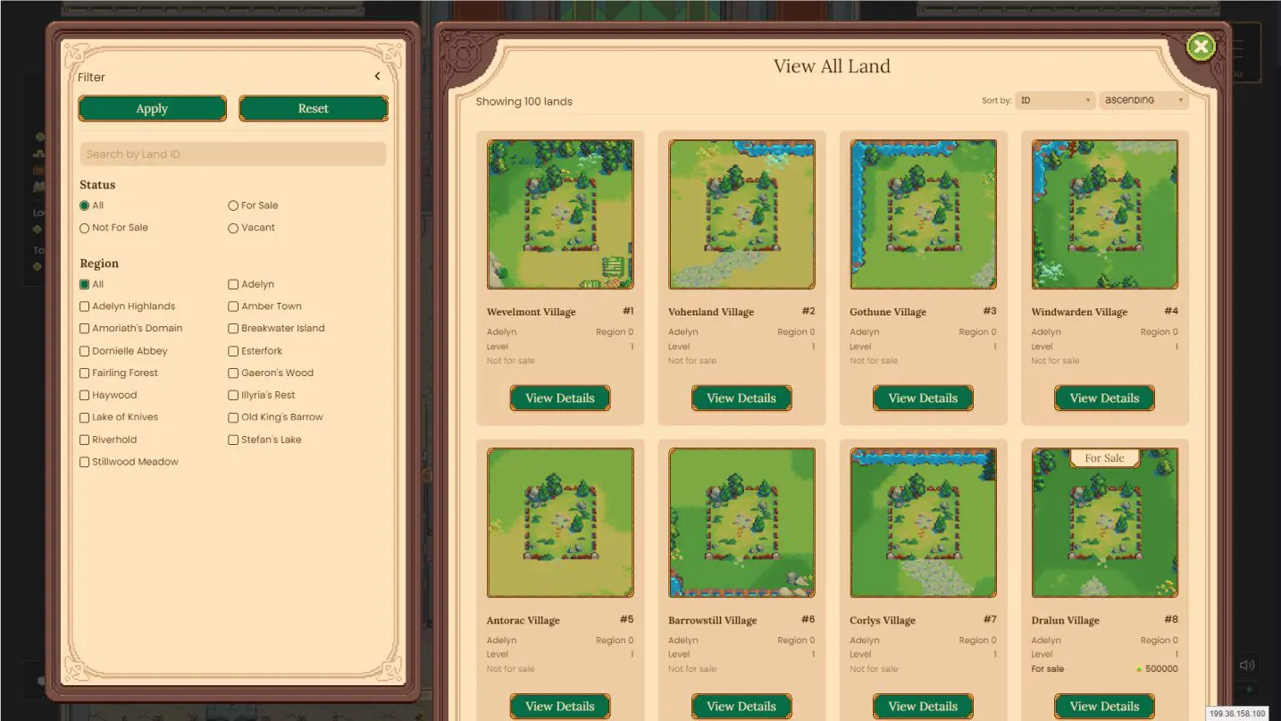 Castle: acquistare e vendere Lands DeFi Kingdoms