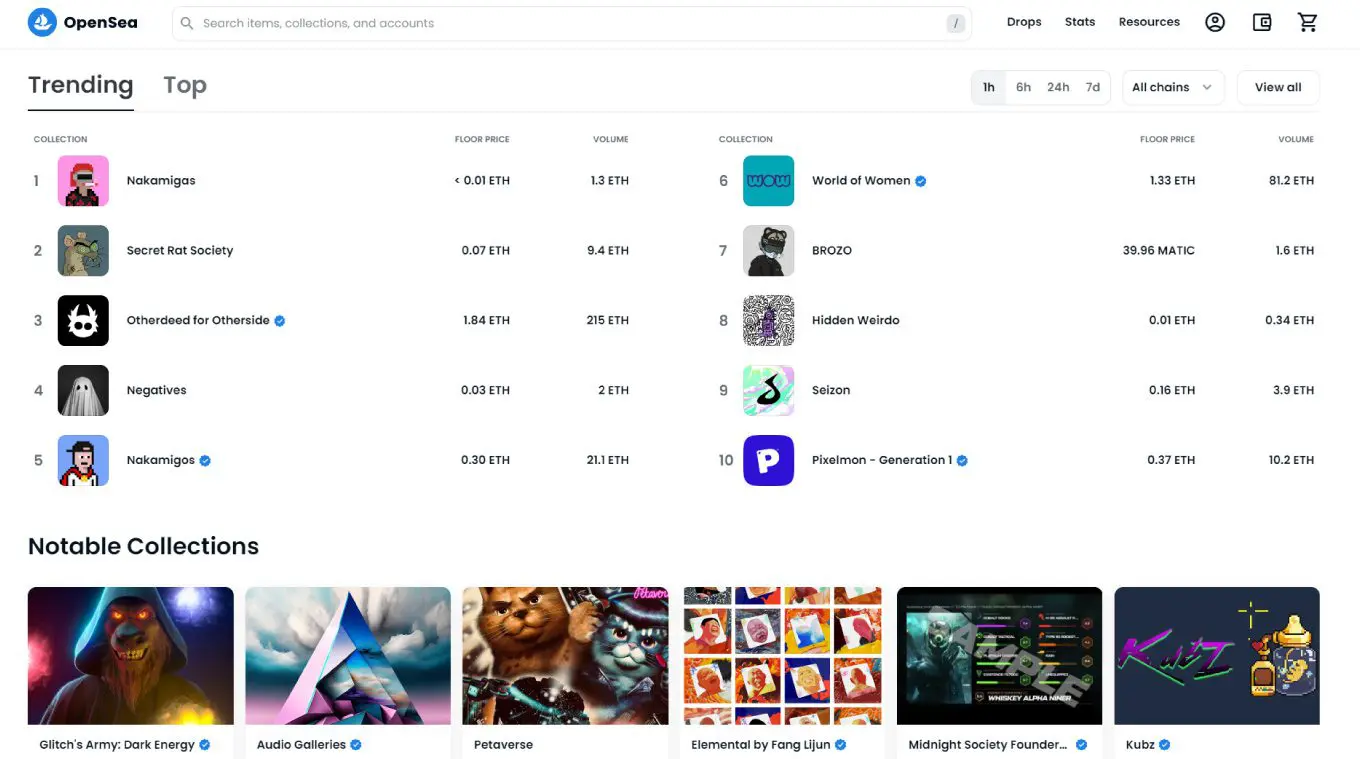 opensea homepage