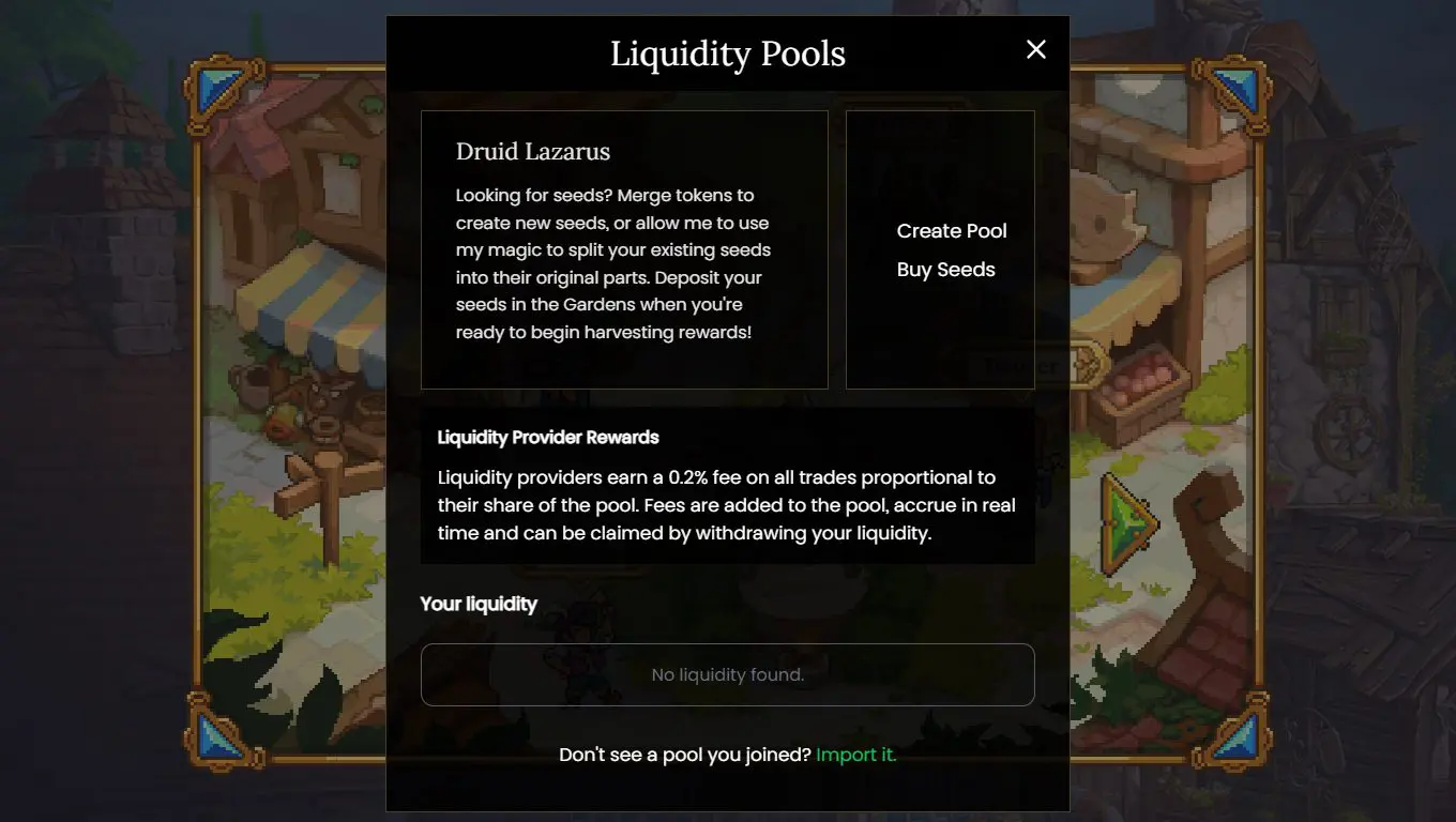 Pool liquidità DeFi Kingdoms