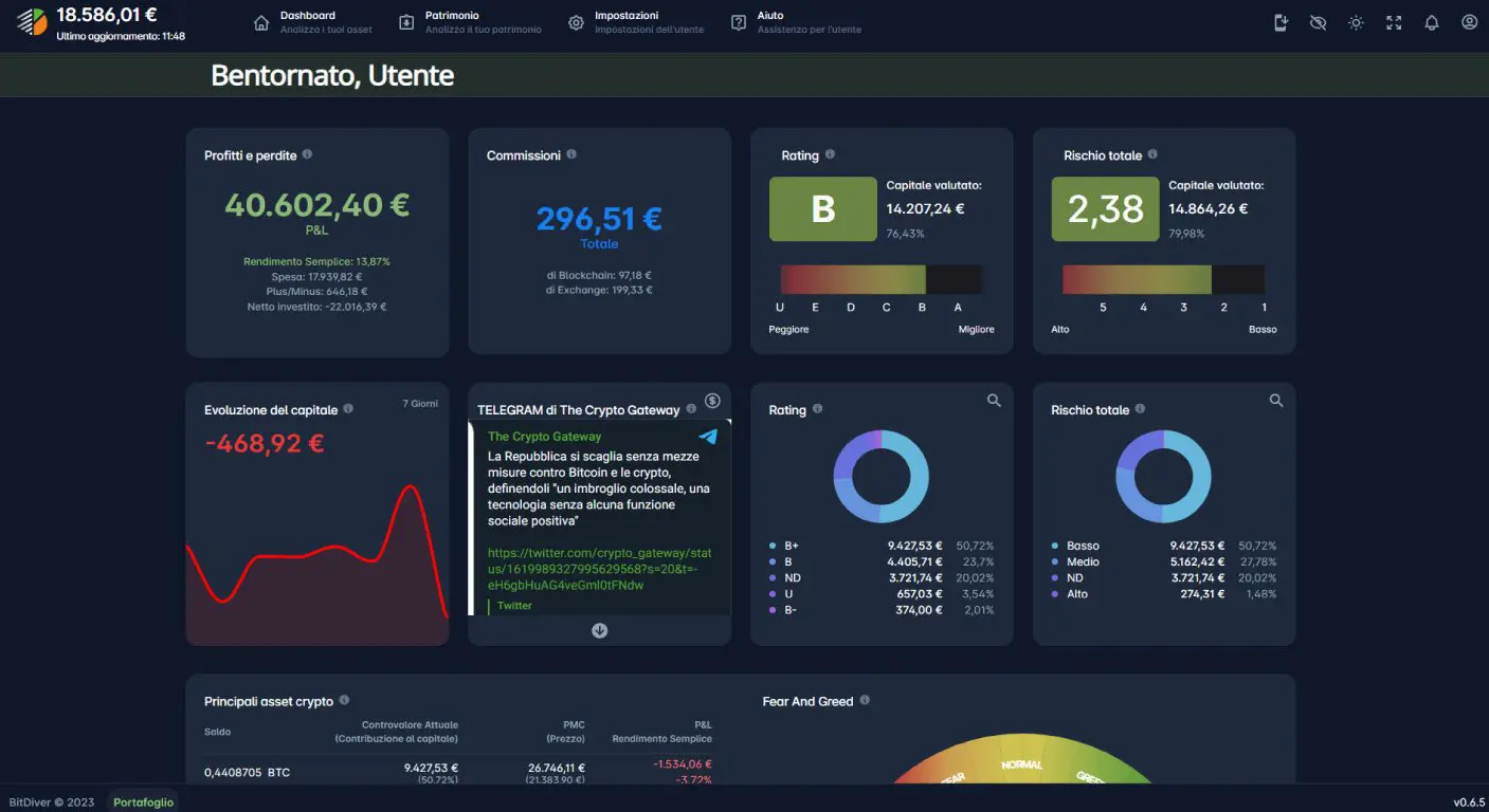 Analizzare le proprie criptovalute con BitDiver