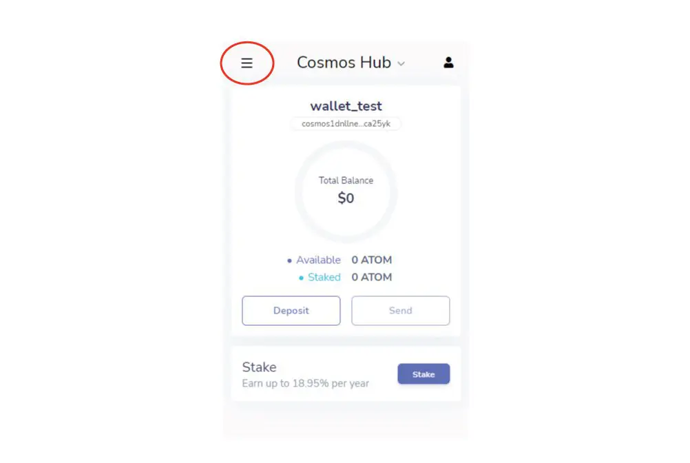 Impostazioni Keplr Wallet Cosmos