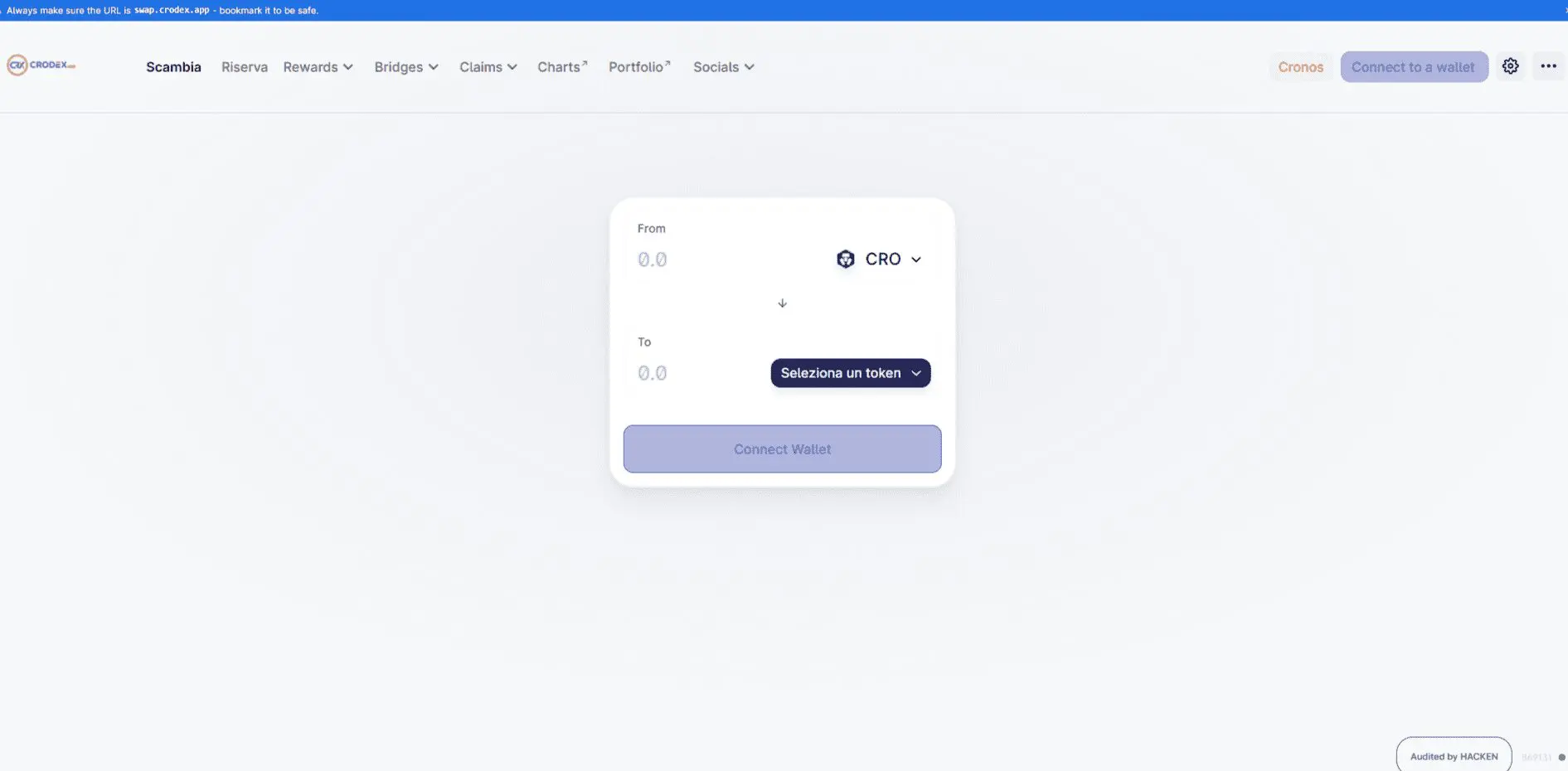 Swap di token su Crodex