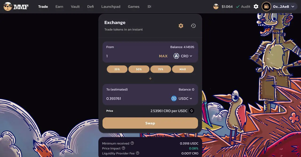 swap di token MM Finance Cronos Chain