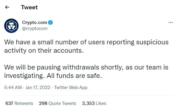 Tweet Crypto.com